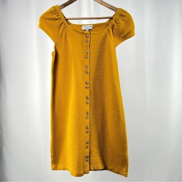 Madewell Texture & Thread Cap-Sleeve Dress in Yellow Size Extra Small - Picture 4 of 9